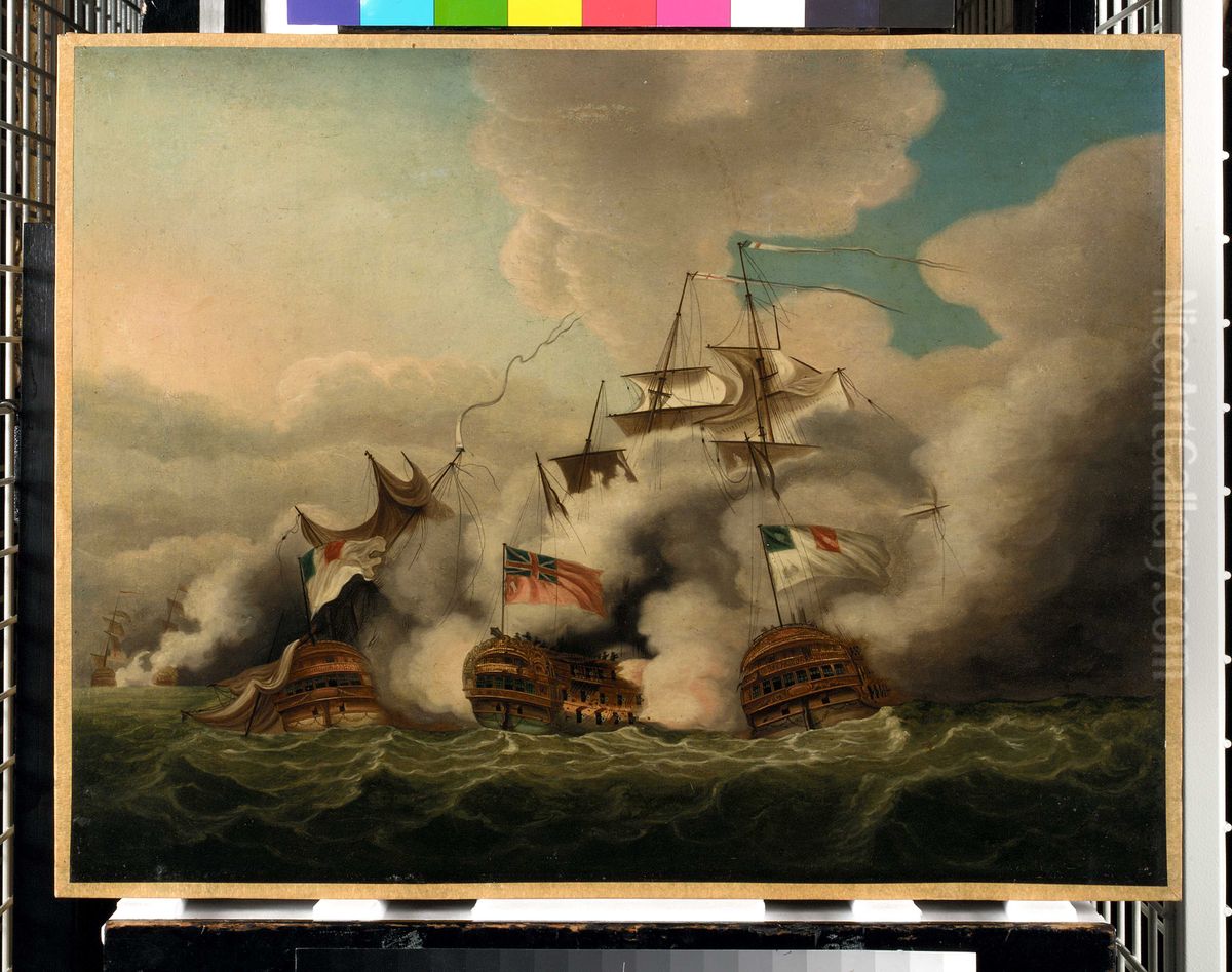 The 'Brunswick' and the 'Vengeur du Peuple' at the Battle of the First of June, 1794 Oil Painting by Nicholas Pocock