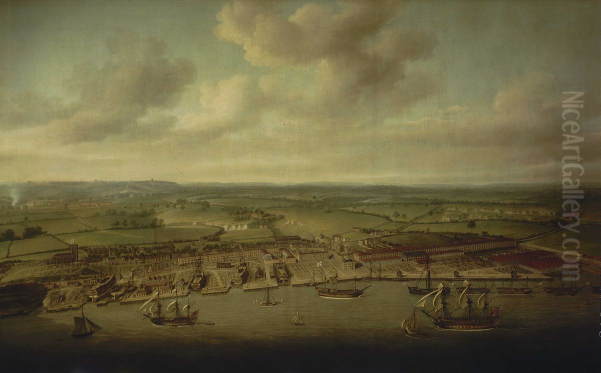 Woolwich Dockyard Oil Painting by Nicholas Pocock