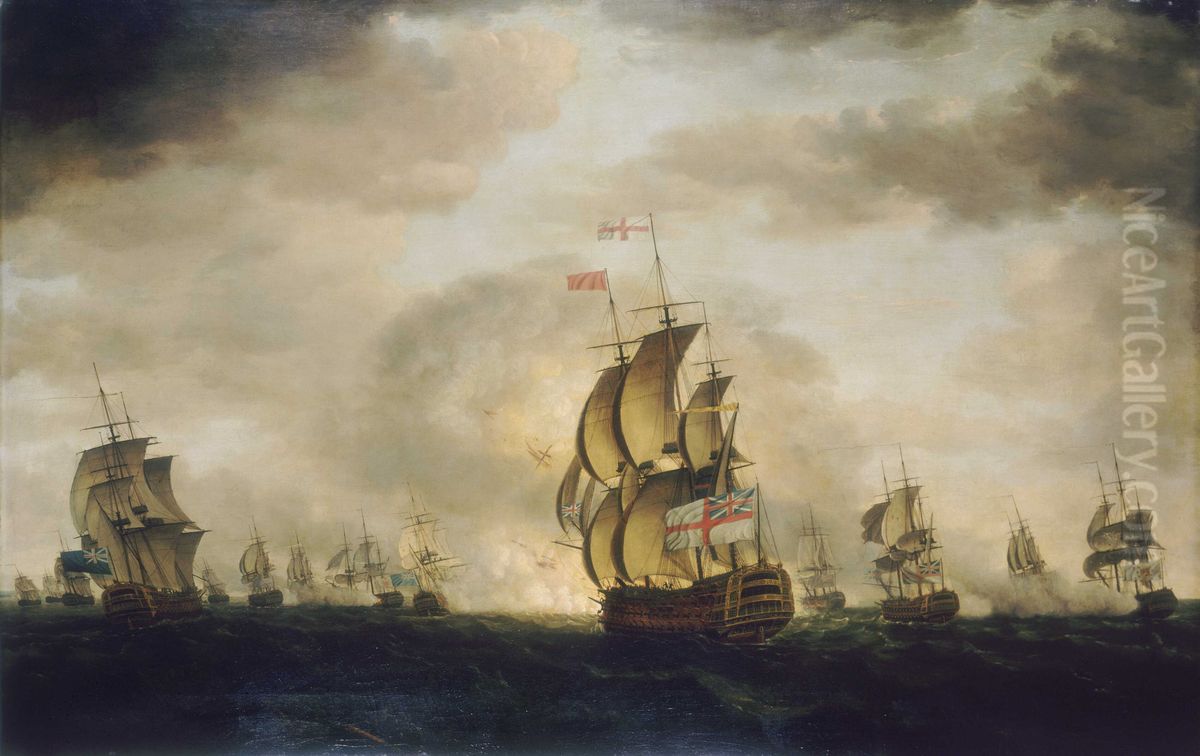 The Moonlight Battle off Cape St Vincent, 16 January 1780 Oil Painting by Francis Holman