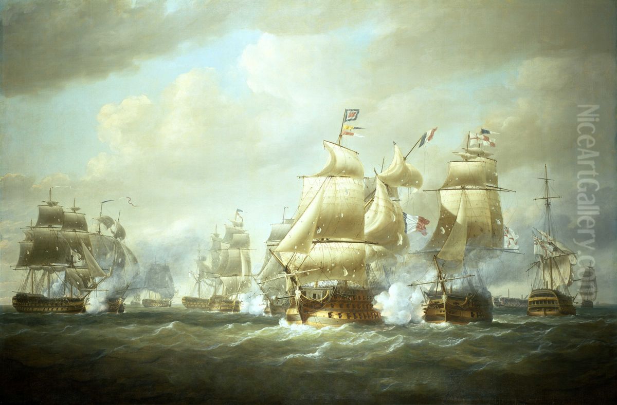 Duckworth's Action off San Domingo, 6 February 1806 Oil Painting by Nicholas Pocock