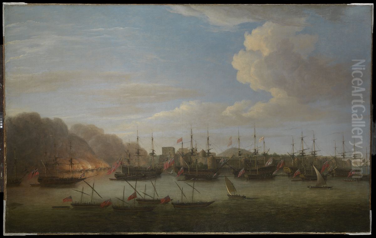 The Capture of Geriah, February 1756 Oil Painting by Dominic Serres