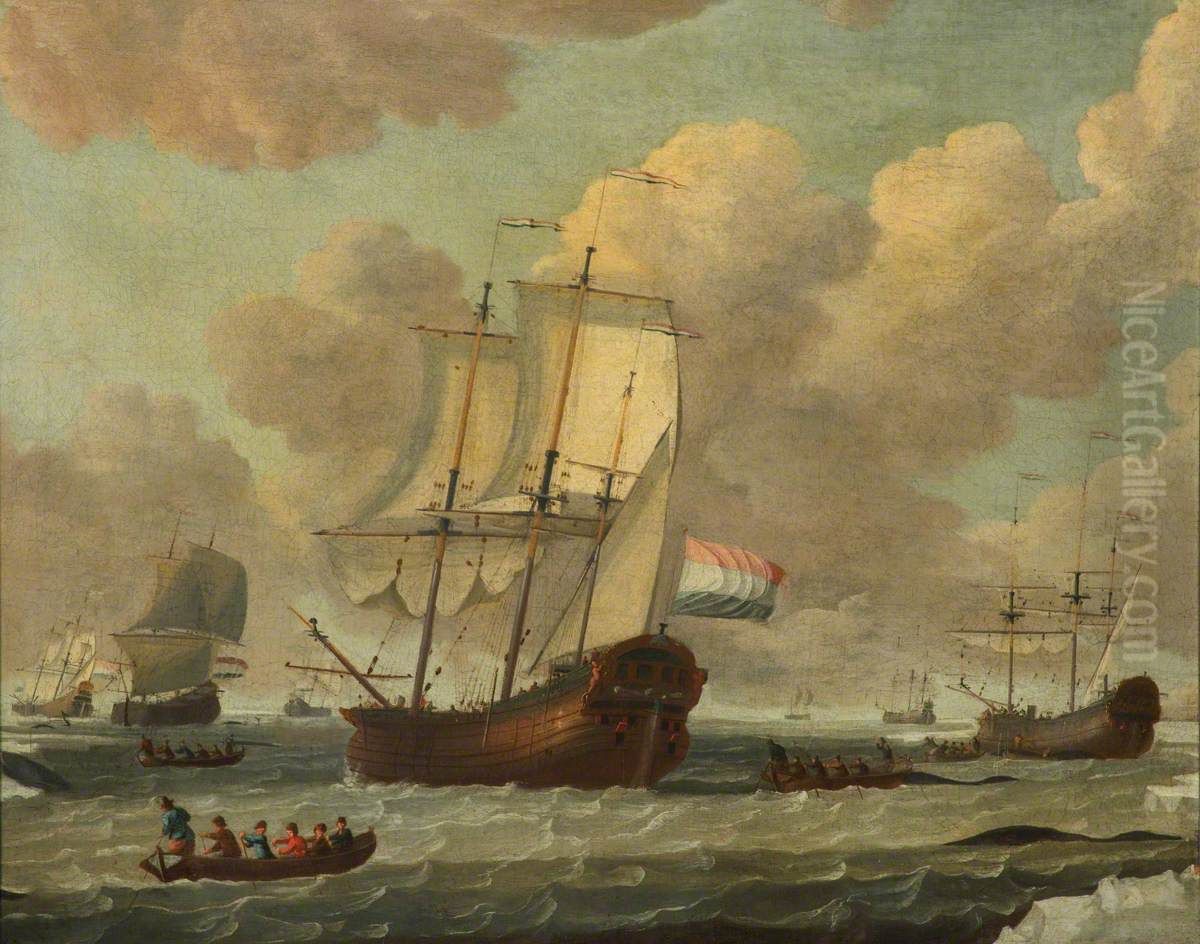 Dutch whalers in the ice Oil Painting by Adam Silo