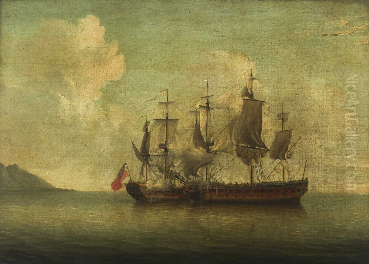 'Experiment' taking the 'Telemaque', 19 July 1757 Oil Painting by Dominic Serres