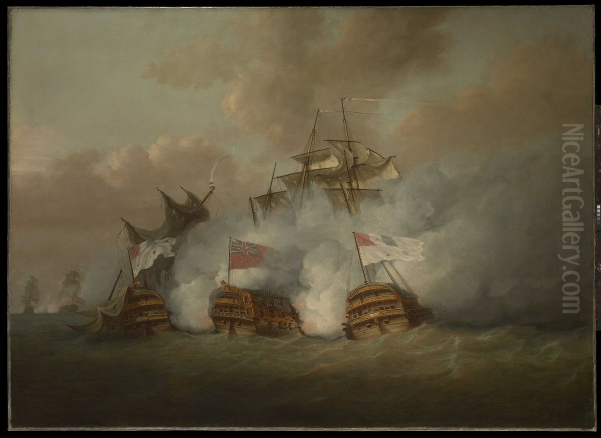 The 'Brunswick' and the 'Vengeur du Peuple' at the Battle of the First of June, 1794 Oil Painting by Nicholas Pocock