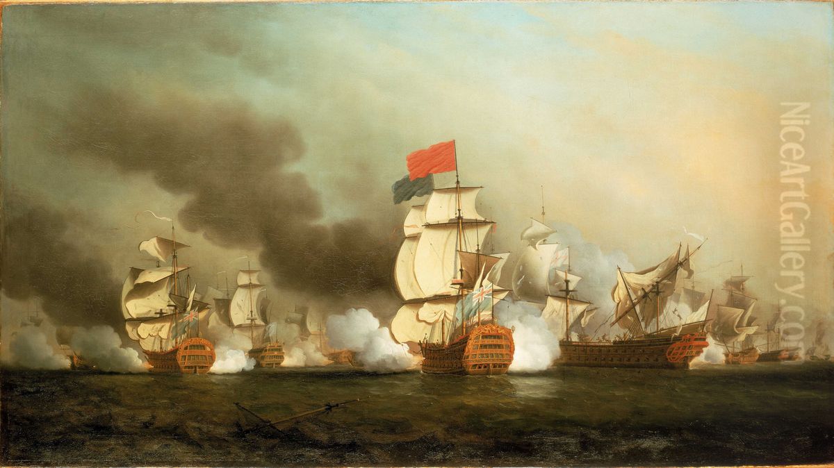 Lord Anson's victory off Cape Finisterre, 3 May 1747 Oil Painting by Samuel Scott