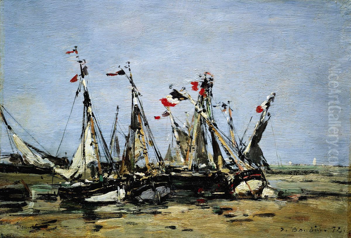 Trouville, awaiting the tide Oil Painting by Eugene Louis Boudin