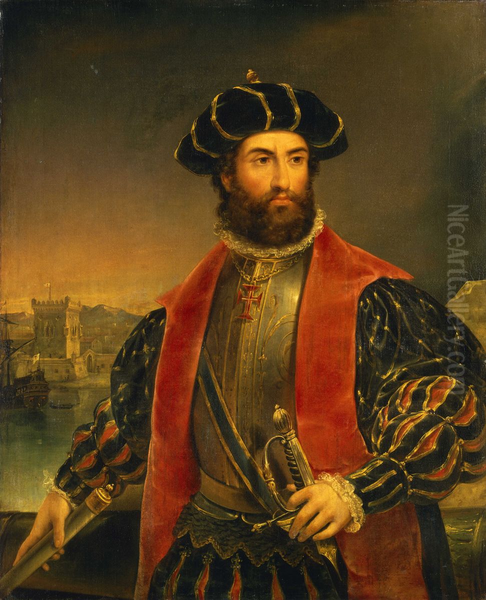 Vasco da Gama, c.1460-1524 Oil Painting by Antonio Manuel Da Fonseca