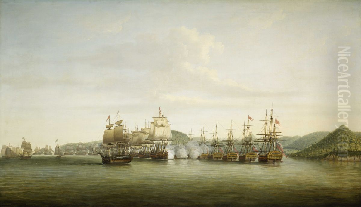 Barrington's Action at St Lucia, 15 December 1778 Oil Painting by Dominic Serres