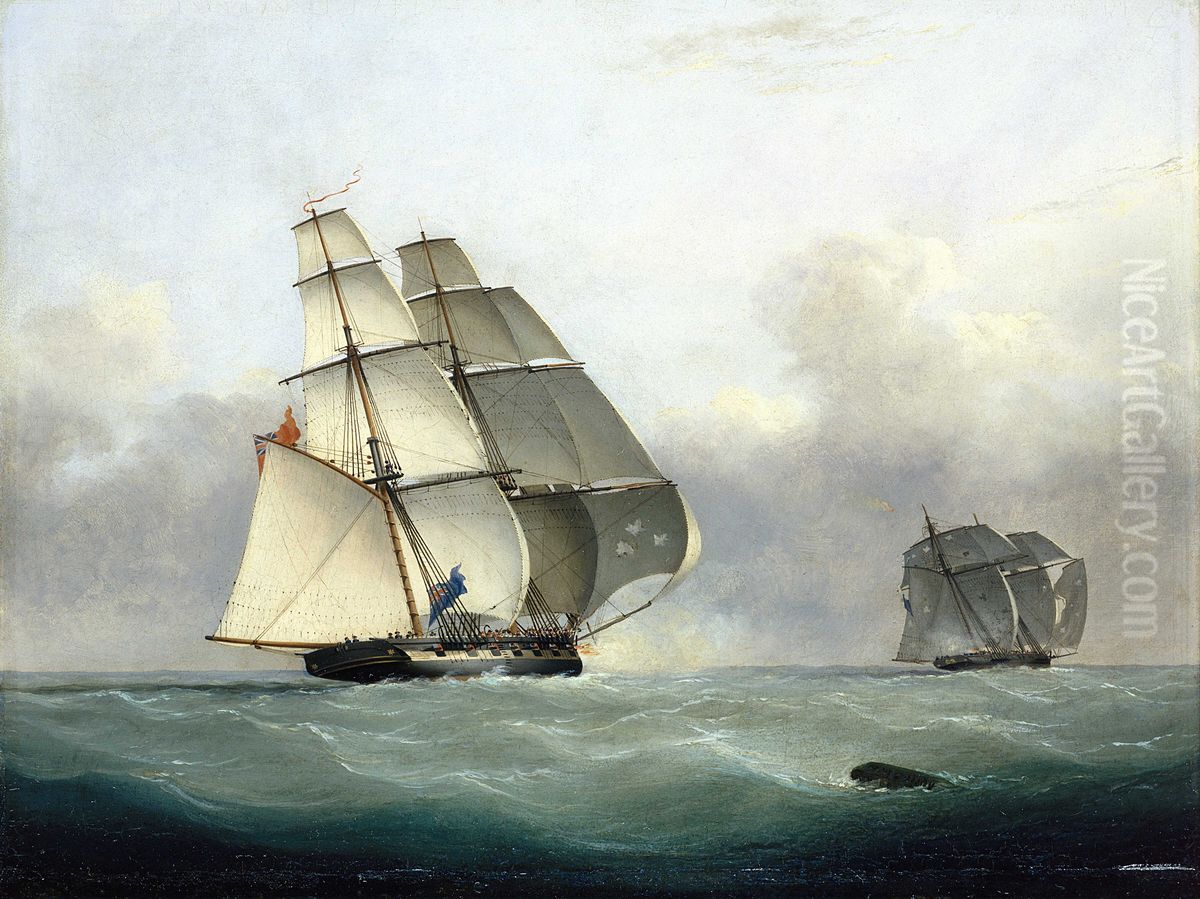 The Capture of the slaver Gabriel by HMS Acorn, 6 July 1841 Oil Painting by Nicholas Matthews Condy