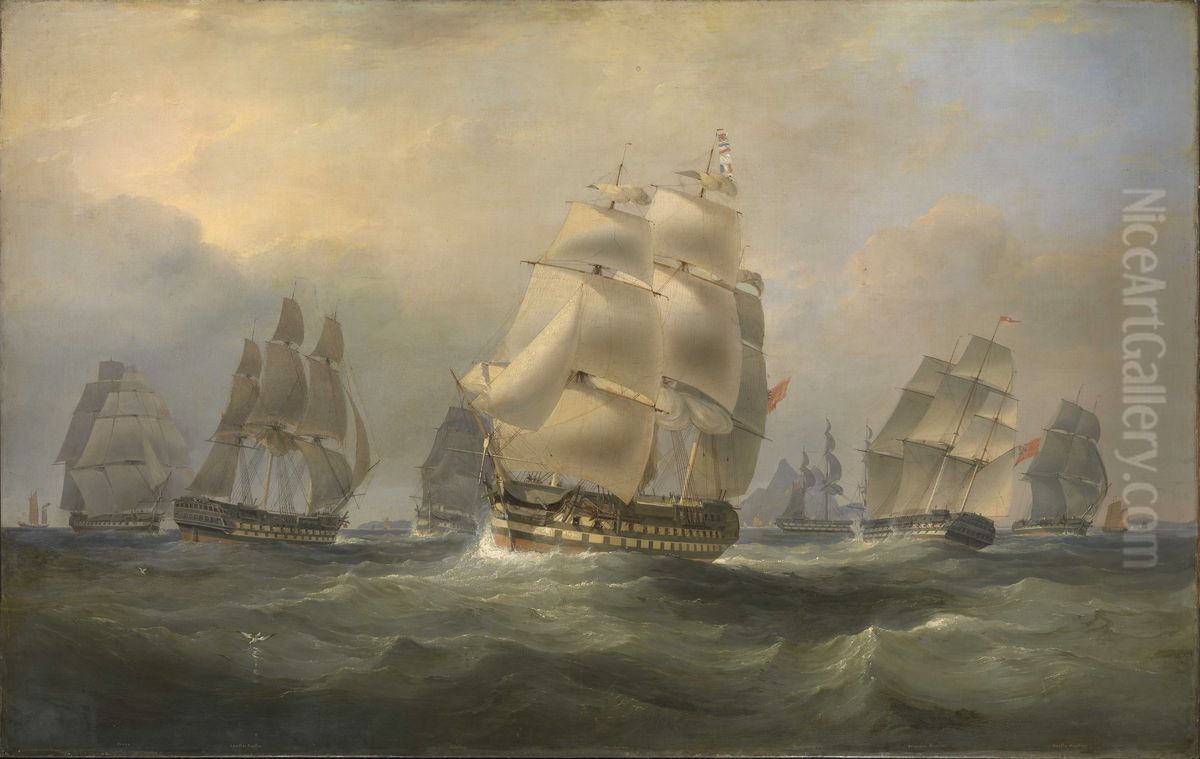 East Indiamen in the China Seas Oil Painting by Edward Duncan