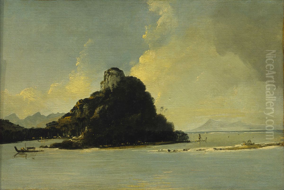 'View of Owharee [Fare] Harbour, Island of Huaheine [Huahine]' Oil Painting by William Hodges