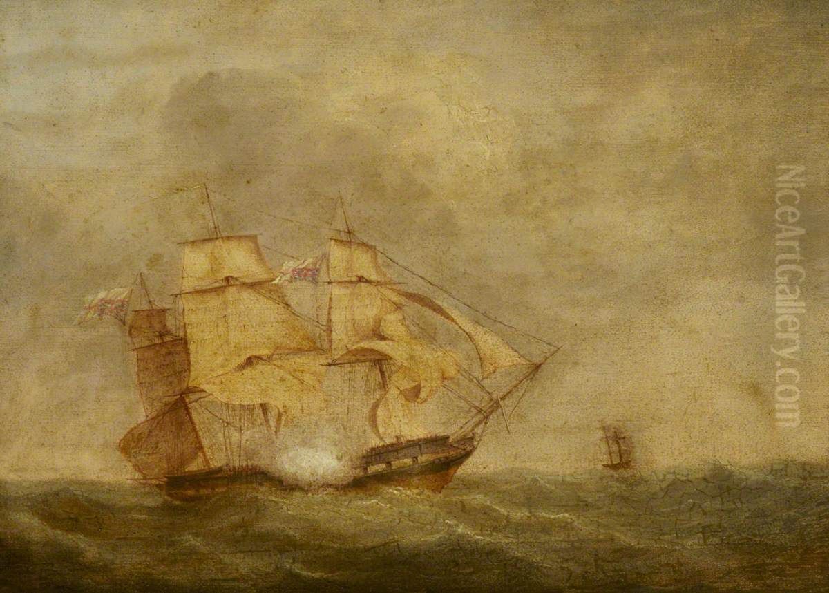 HMS 'Pique' carrying away her rudder Oil Painting by John Christian Schetky