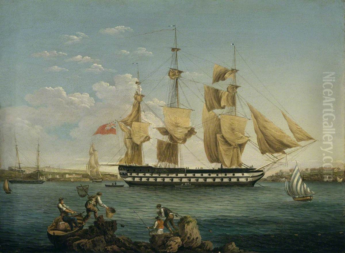HMS Duncan at Mahon Oil Painting by William Anderson