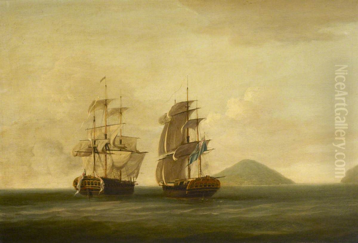 HMS Pearl Capturing the Esperance, 30 September 1780 Oil Painting by Dominic Serres