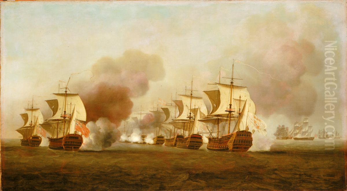 End of Knowles' action off Havana, 1 October 1748 Oil Painting by Samuel Scott