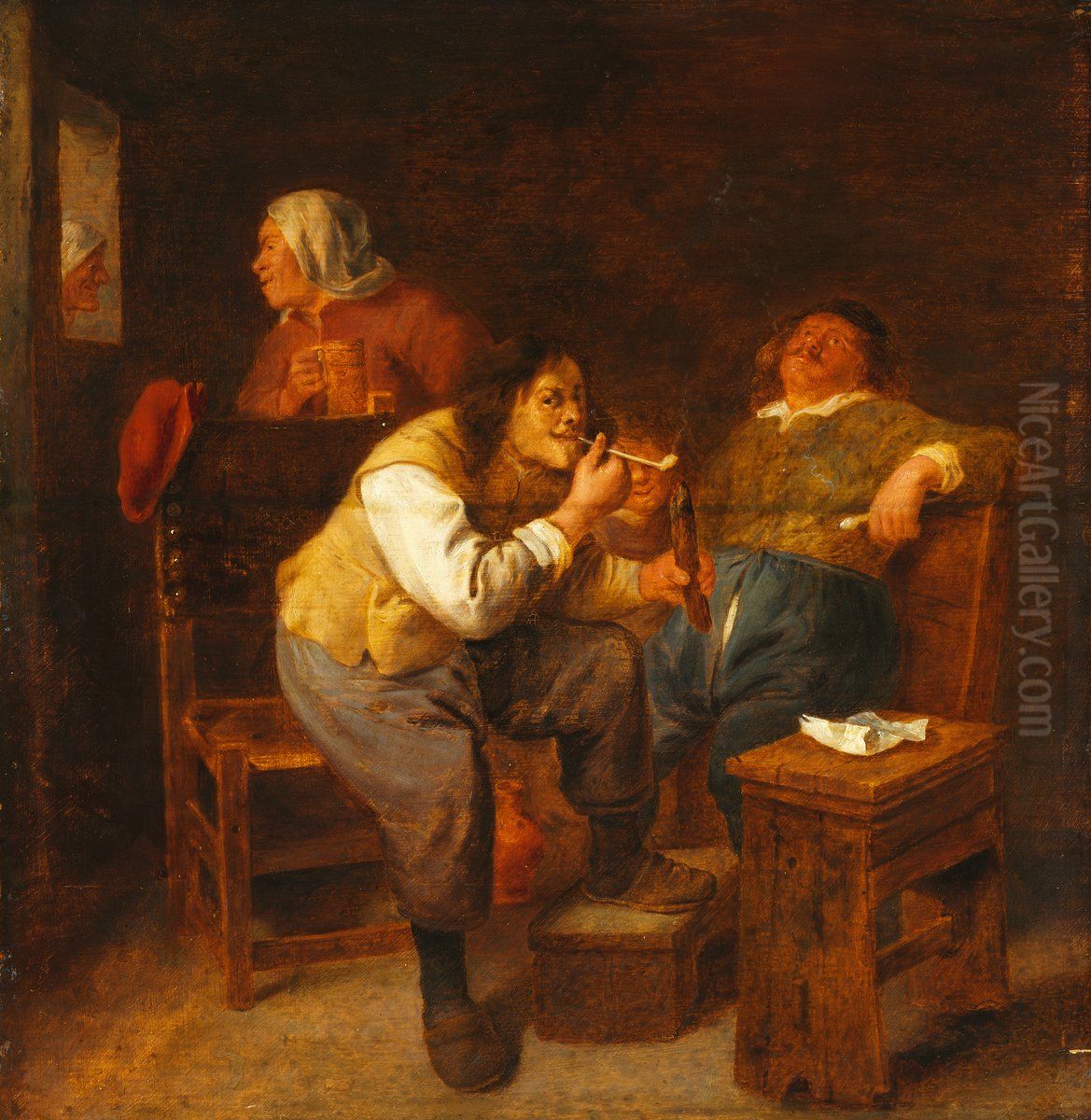 The Smokers Oil Painting by Adriaen Brouwer