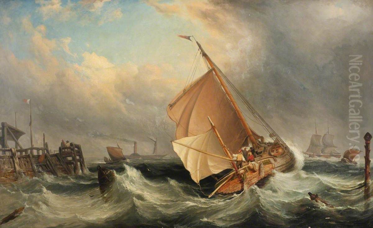 A barge off Deal in stormy weather Oil Painting by Edward William Cooke