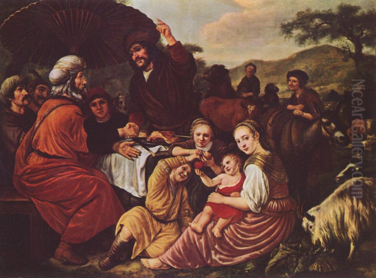 The Reconciliation of Jacob and Laban Oil Painting by Jan Victors