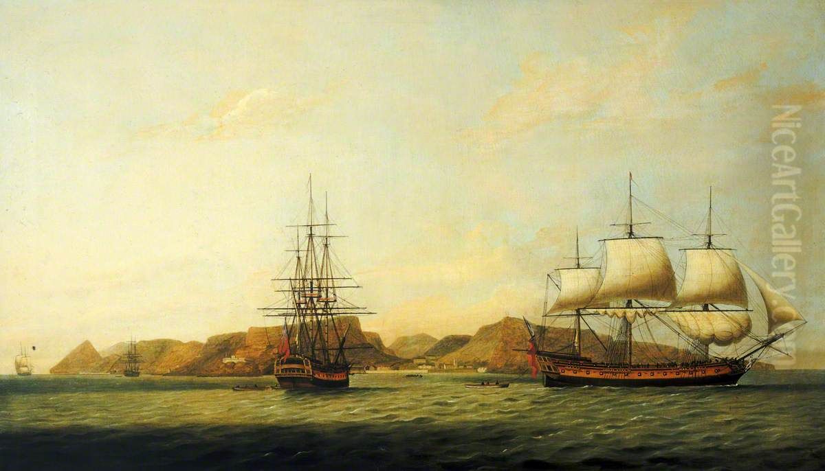 The East Indiaman 'Northumberland' off Saint Helena Oil Painting by Thomas Luny