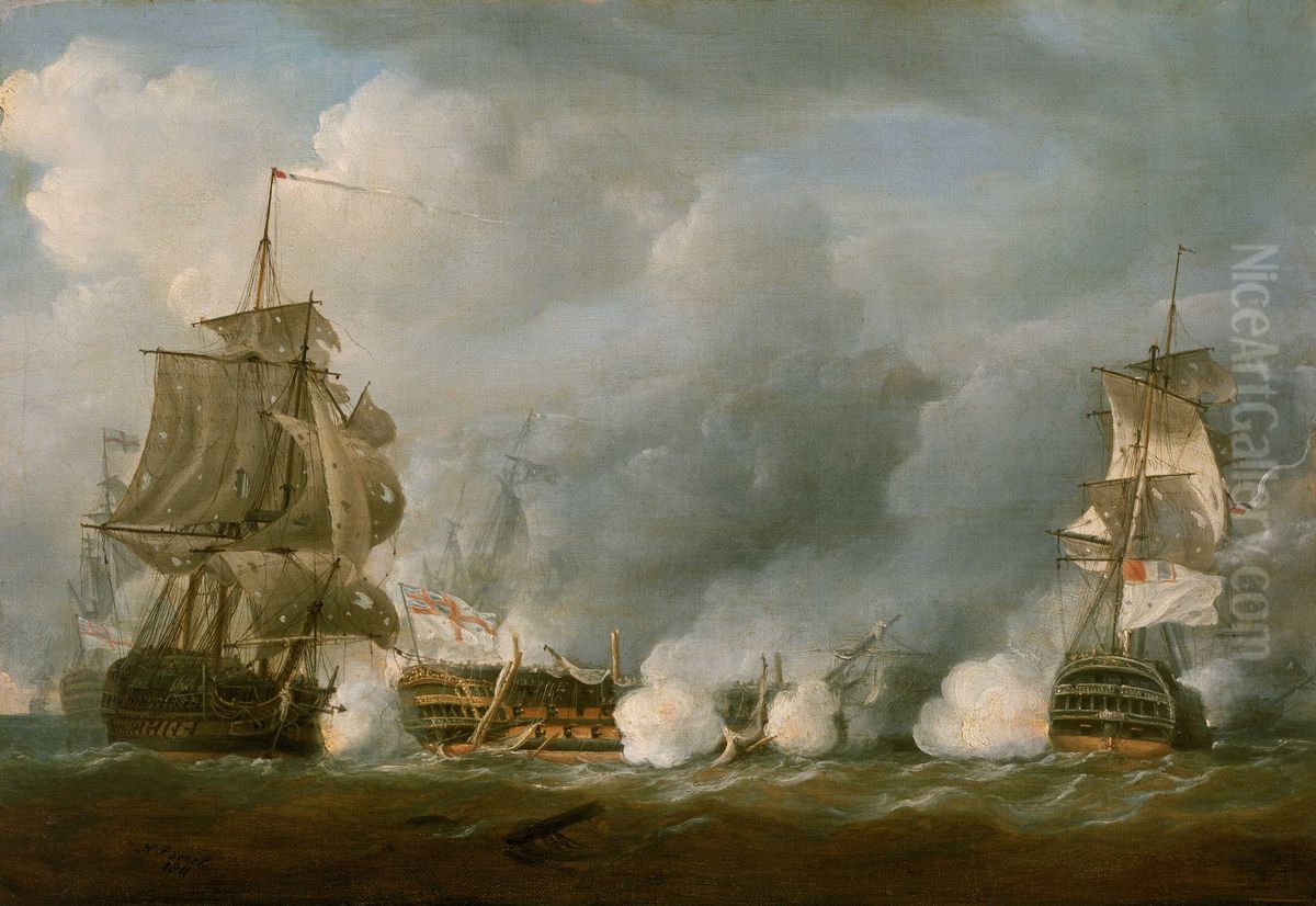 The 'Defence' at the Battle of the First of June, 1794 Oil Painting by Nicholas Pocock