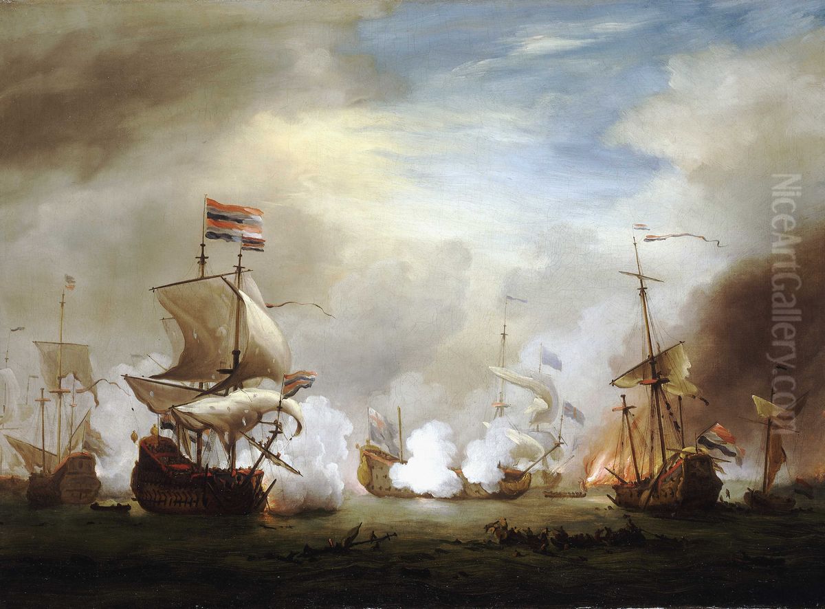 The Battle of the Texel, 11-21 August 1673 Oil Painting by Willem van de Velde the Younger