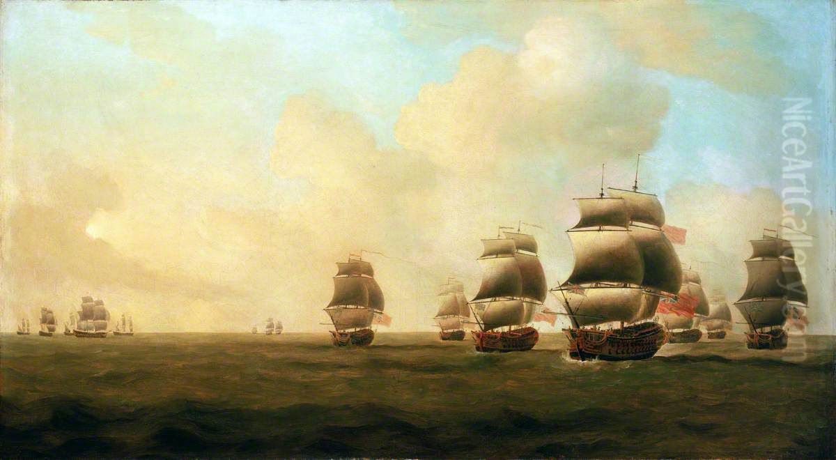 Beginning of Knowles' action off Havana, 1 October 1748 Oil Painting by Samuel Scott