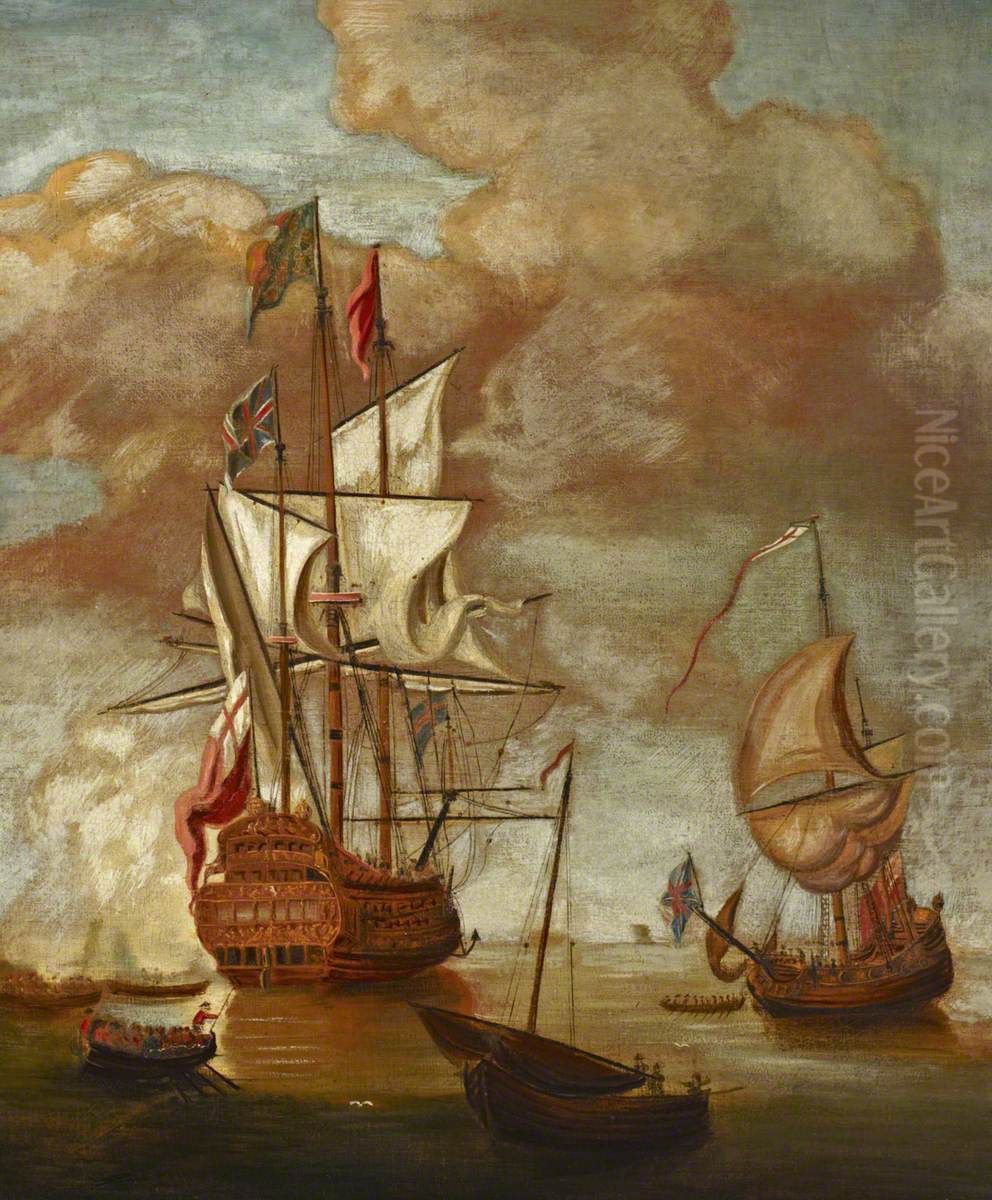 HMS Sovereign of the Seas Oil Painting by Peter Monamy