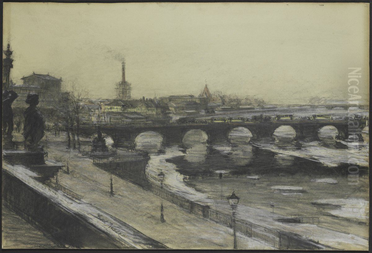 Augustusbrucke zu Dresden Oil Painting by Gotthardt Kuehl