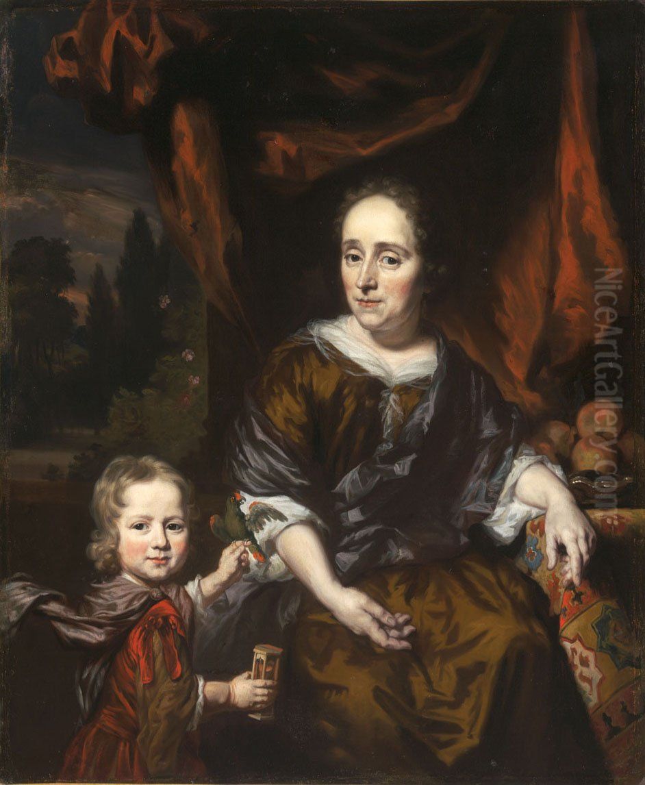 Portrait of a Woman and a Child Oil Painting by Nicolaes Maes