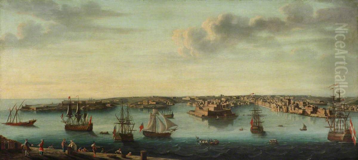 Shipping in Grand Harbour, Valletta, Malta Oil Painting by (circle of) Wittel, Gaspar van (Vanvitelli)