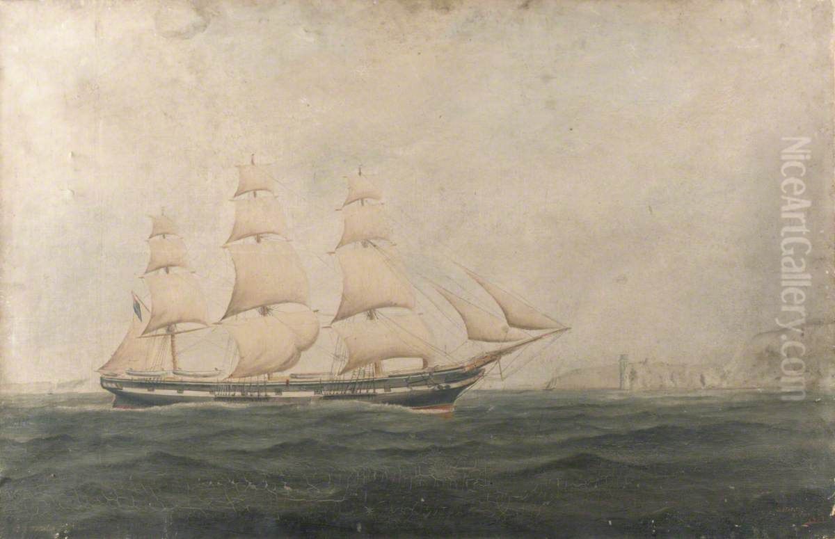A clipper near the Needles Oil Painting by John Clayton Adams