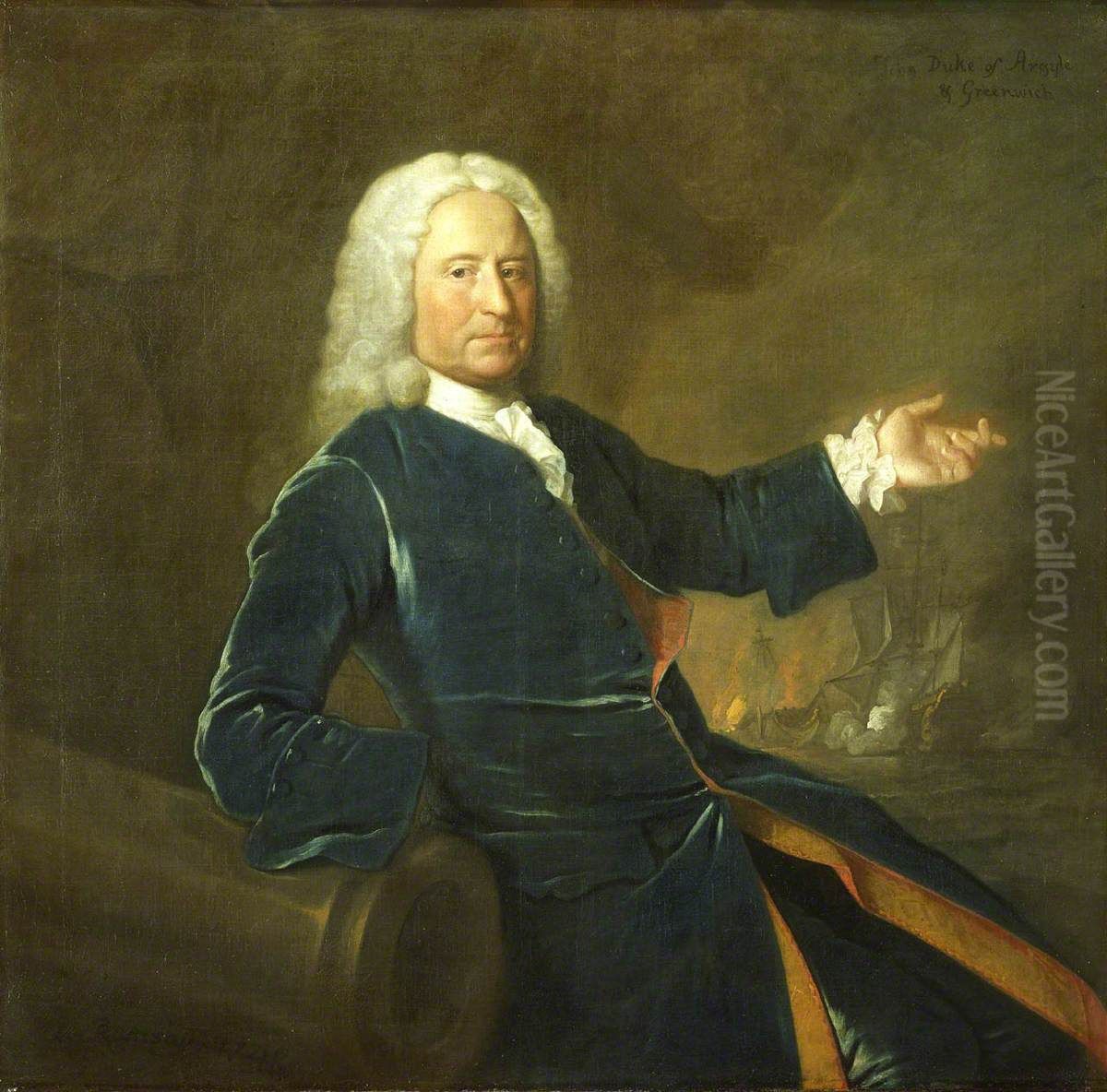 Admiral The Honourable Charles Stewart, 1681-1741 Oil Painting by Allan Ramsay