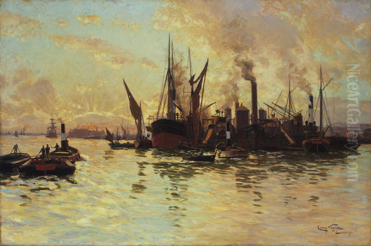 The coaling derrick, 'Atlas 1' Oil Painting by Cornelius Wagner