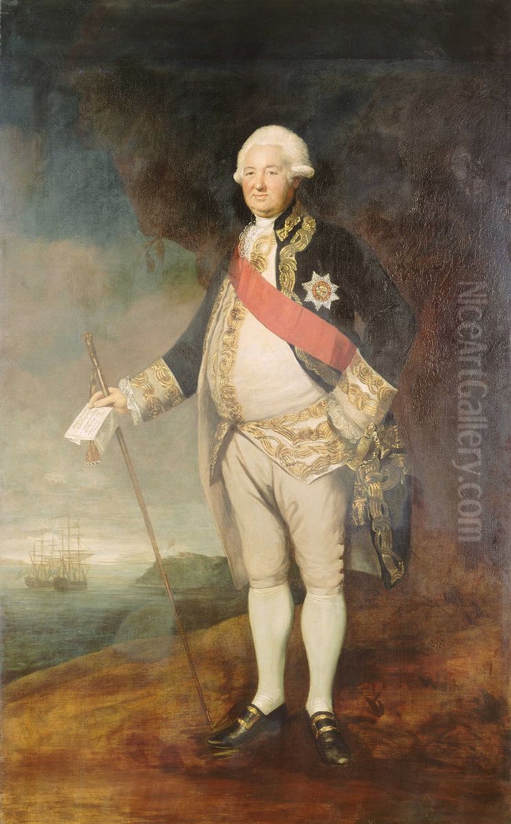 Vice-Admiral Sir Edward Hughes, circa 1720-94 Oil Painting by Of Sir Joshua Reynolds