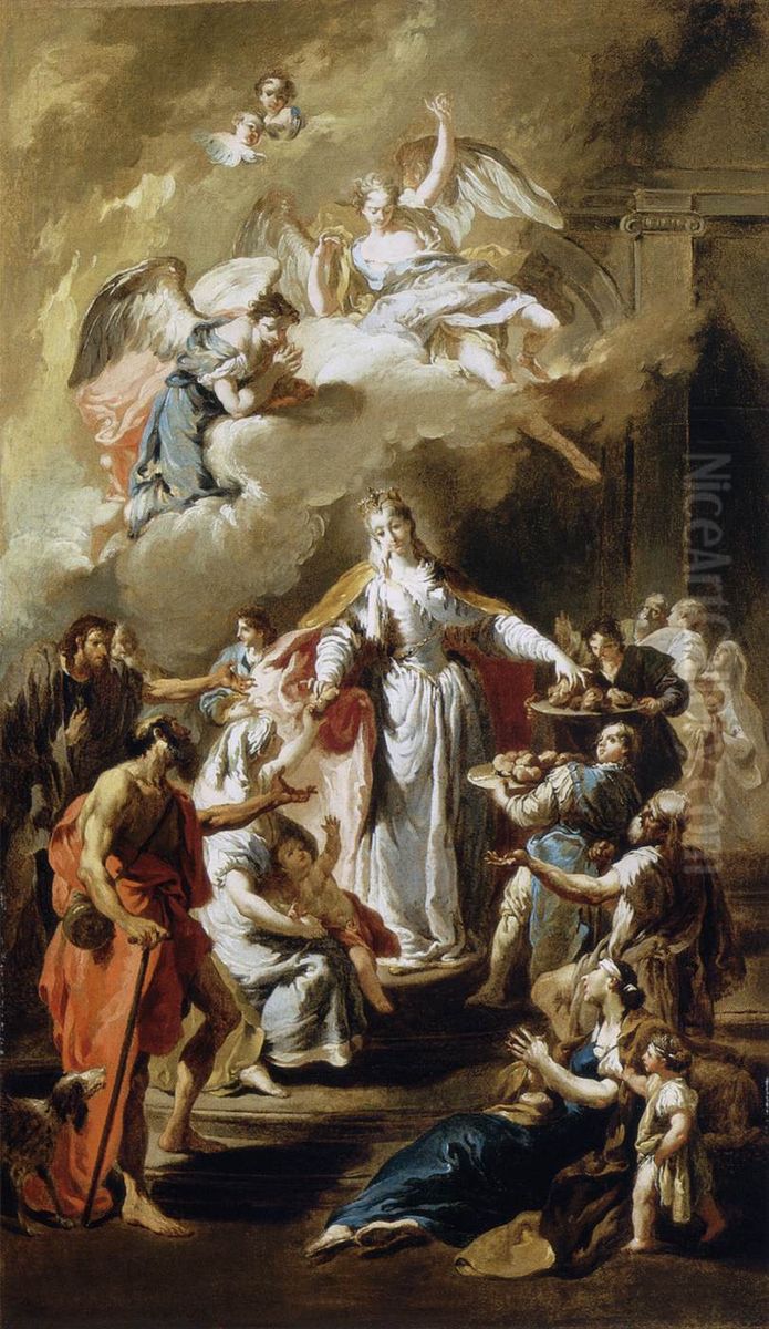 Saint Elizabeth of Hungary Distributes Alms Oil Painting by Giambattista Pittoni