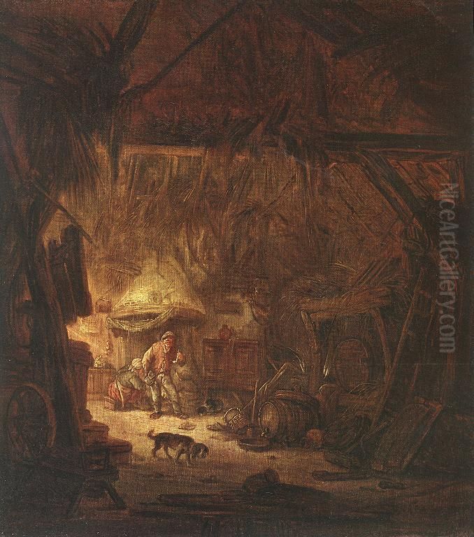 Interior of a Peasant House Oil Painting by Isaac Van Ostade