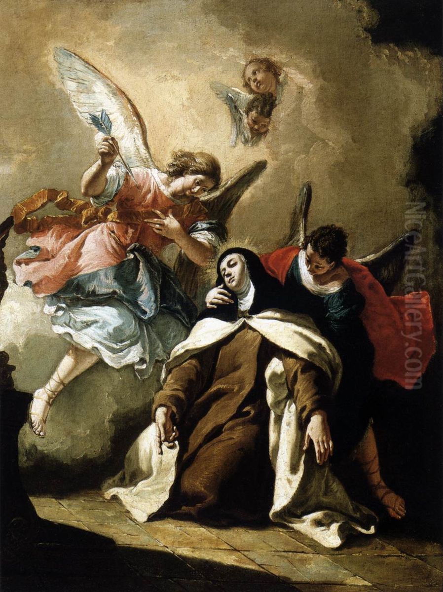 Ecstasy of St Therese Oil Painting by Francesco Fontebasso