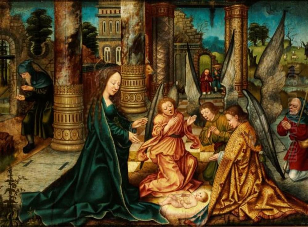nativity Oil Painting by Master Of Frankfurt