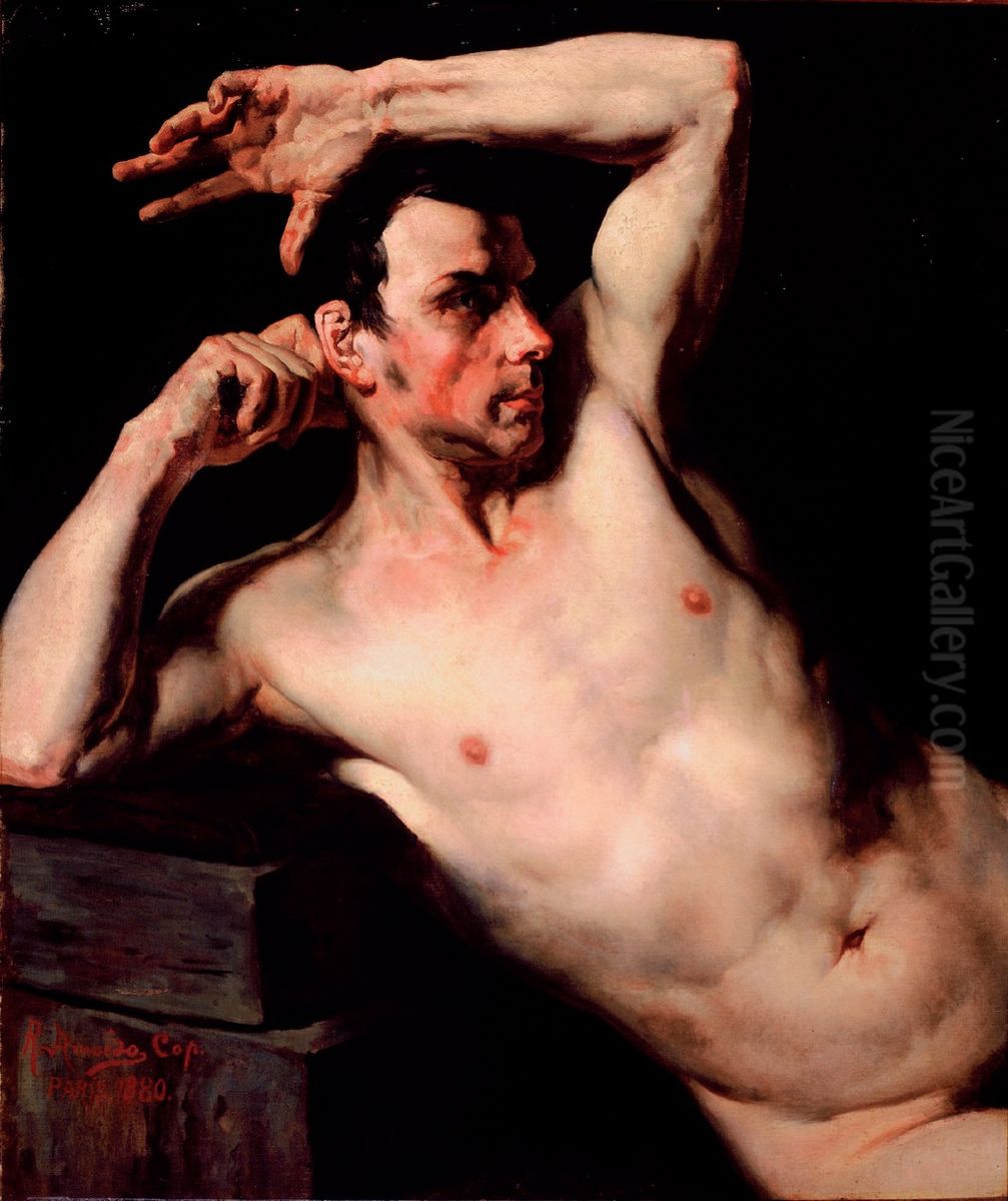 Male torso Oil Painting by Rodolfo Amoedo