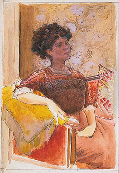 Figura feminina Oil Painting by Rodolfo Amoedo