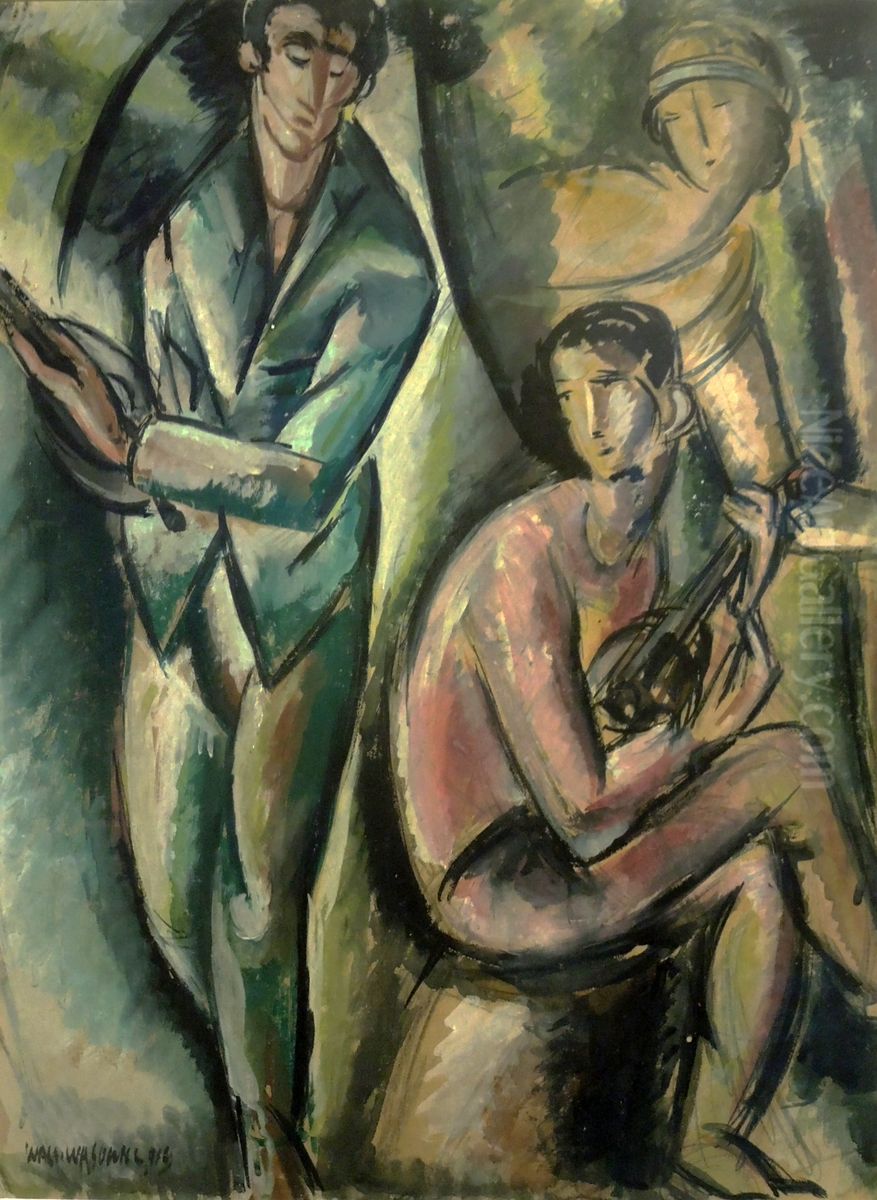 Music (Concert) Oil Painting by Waclaw Wasowicz