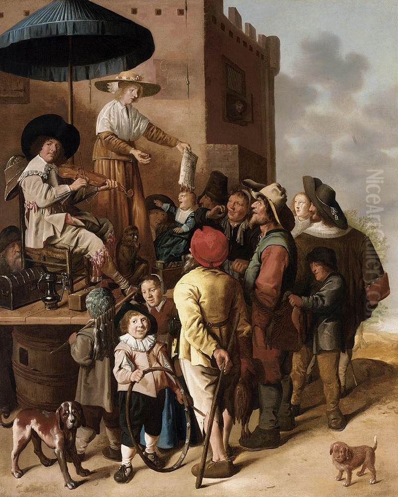 A Quack and His Assistant Oil Painting by Jan Miense Molenaer