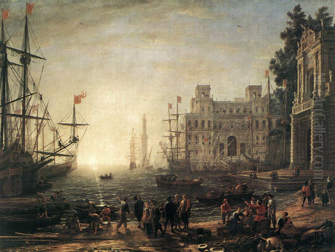Port Scene with the Villa Medici Oil Painting by Claude Lorrain (Claude Gellee)