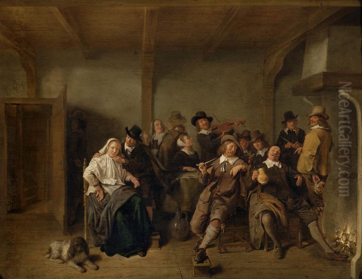 Merry Company Oil Painting by Jan Miense Molenaer