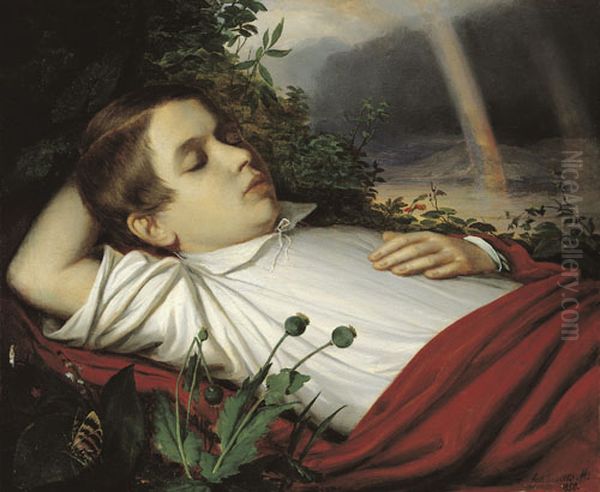 Child Sleeping Oil Painting by Mihaly Kovacs