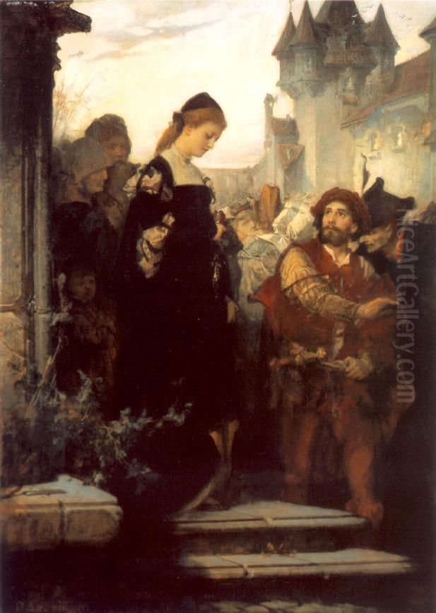 Faust and Marguerite Oil Painting by Sandor Liezen-Mayer