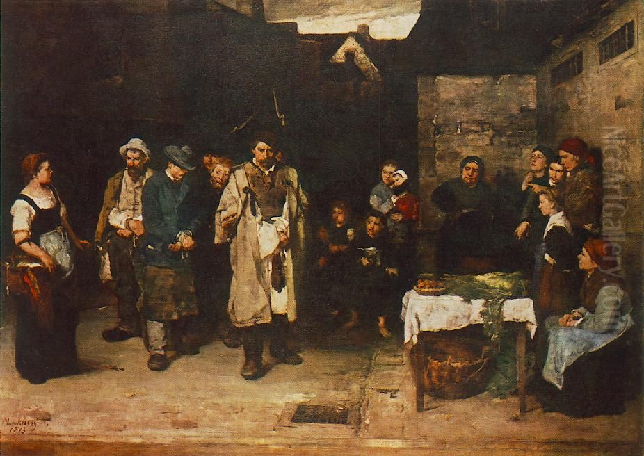 Night Wanderers (I.) Oil Painting by Mihaly Munkacsy