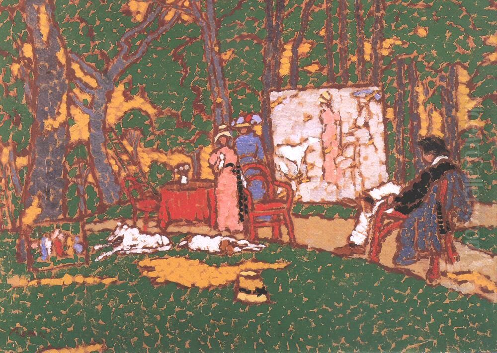 Lazarine and Anella in the Park Oil Painting by Jozsef Rippl-Ronai