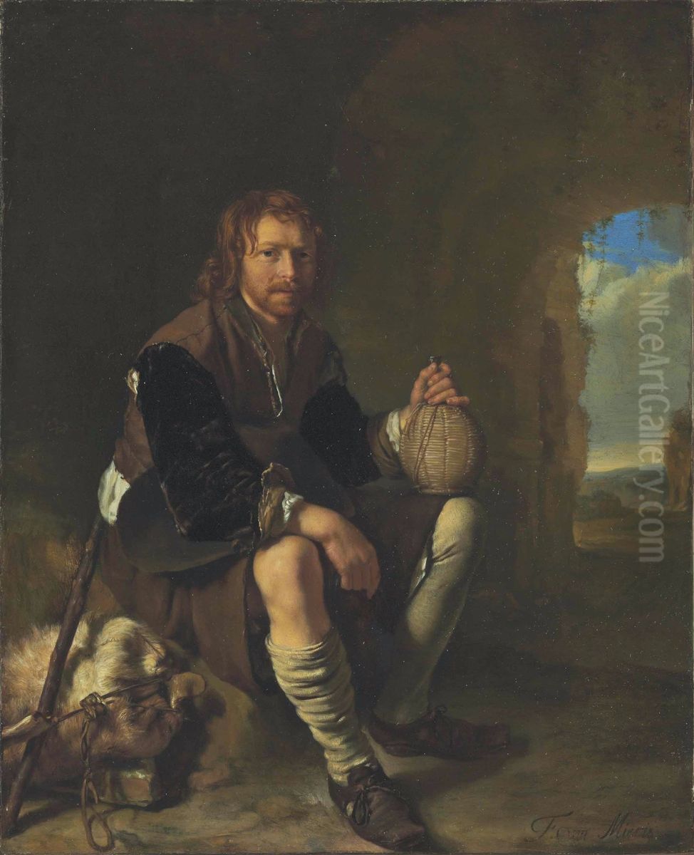Een rustende reiziger Oil Painting by Frans van Mieris