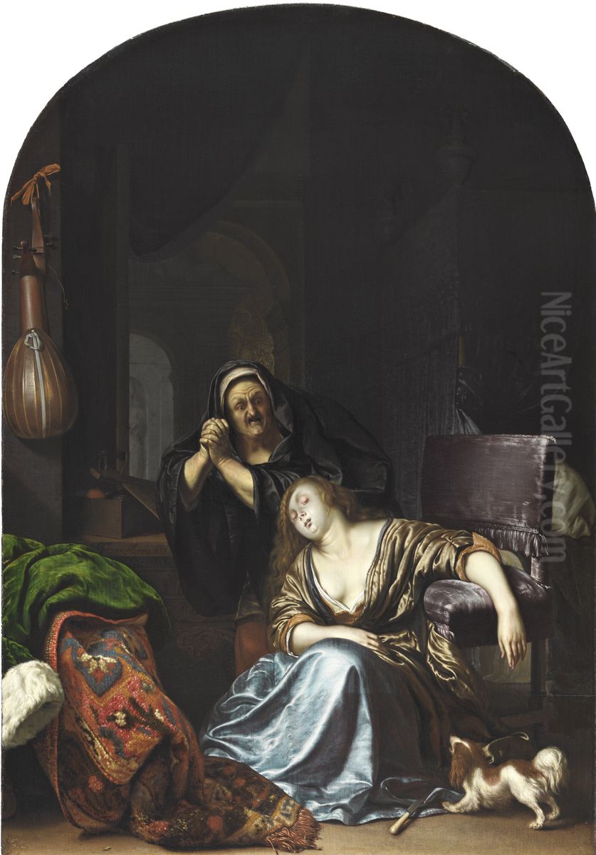 Death of Lucretia Oil Painting by Frans van Mieris